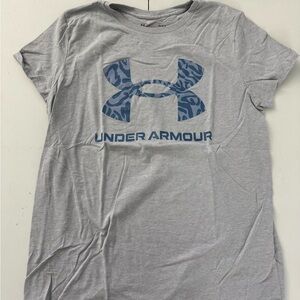 Under Armour Gray Short Sleeve Tee with Blue Logo